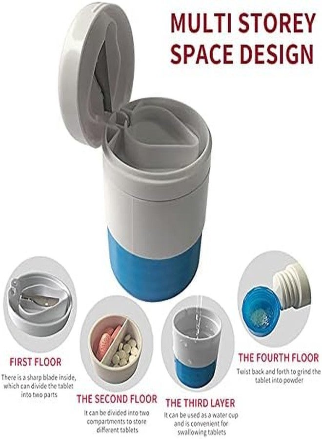 PUTHAK Pill Crusher Cutter Splitter Grinder Pill Water Cup [4 in 1] - Pill Crusher Pulverizer - Tablet Cutter with Small Pill Box Container Multifunction White - Image 2